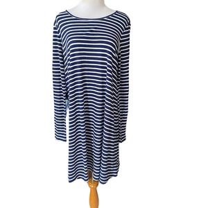 LAmade Revolve Navy Blue White Stripe Long Sleeve Soft Cozy Tunic Dress XL NWOT